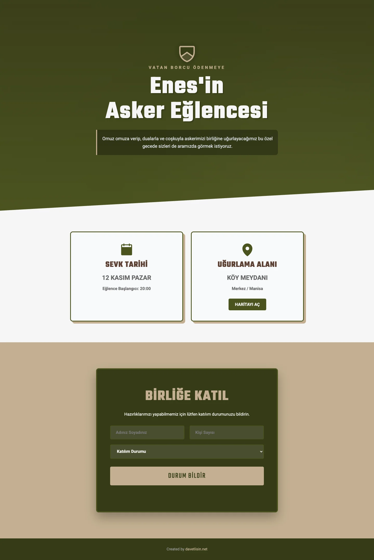 Davetlisin.net Asker Uğurlama Davetiyesi - Askerim