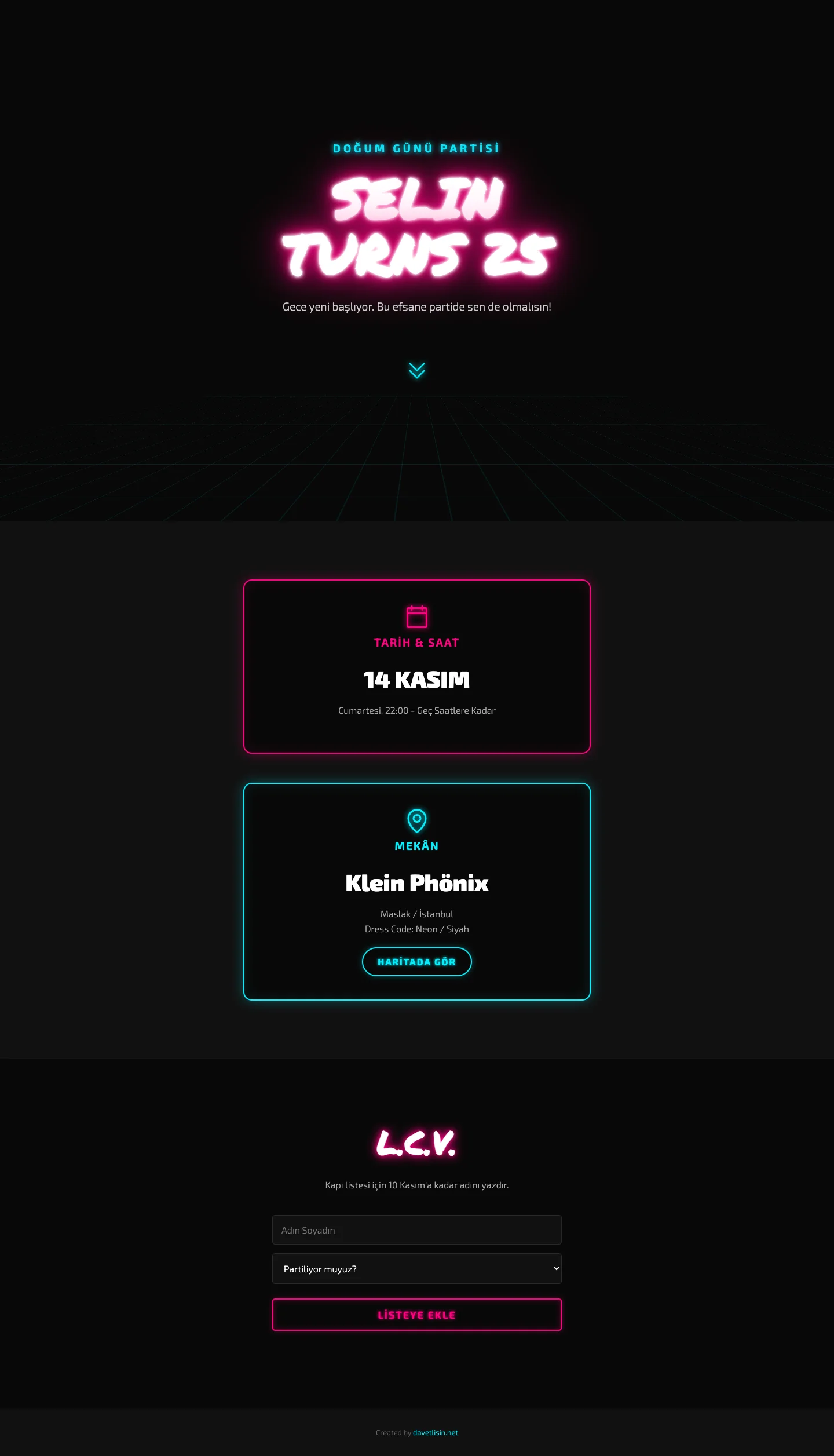 Davetlisin.net Doğum Günü Davetiyesi - Neon Night