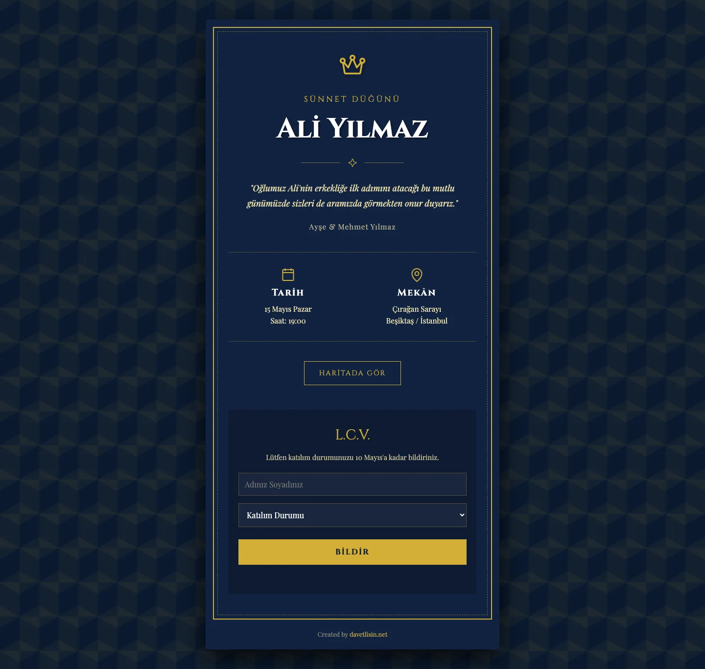 Davetlisin.net Sünnet Davetiyesi - Ottoman Prince