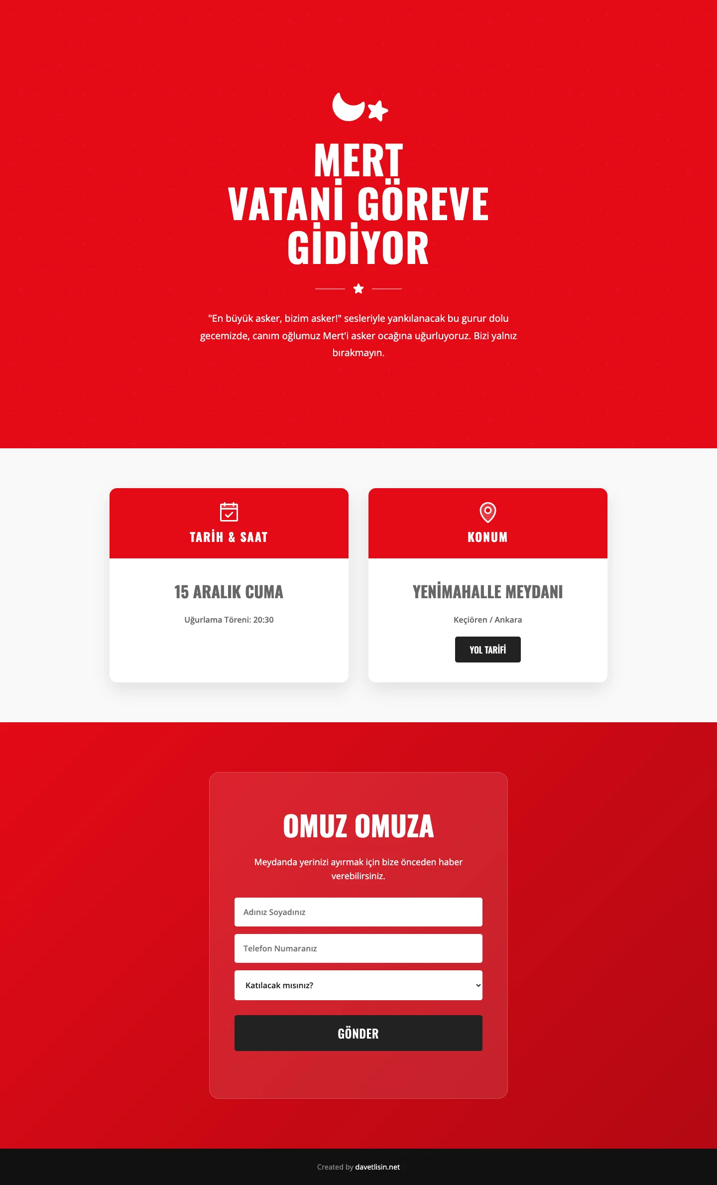 Davetlisin.net Asker Uğurlama Davetiyesi - Asker Ayyildiz