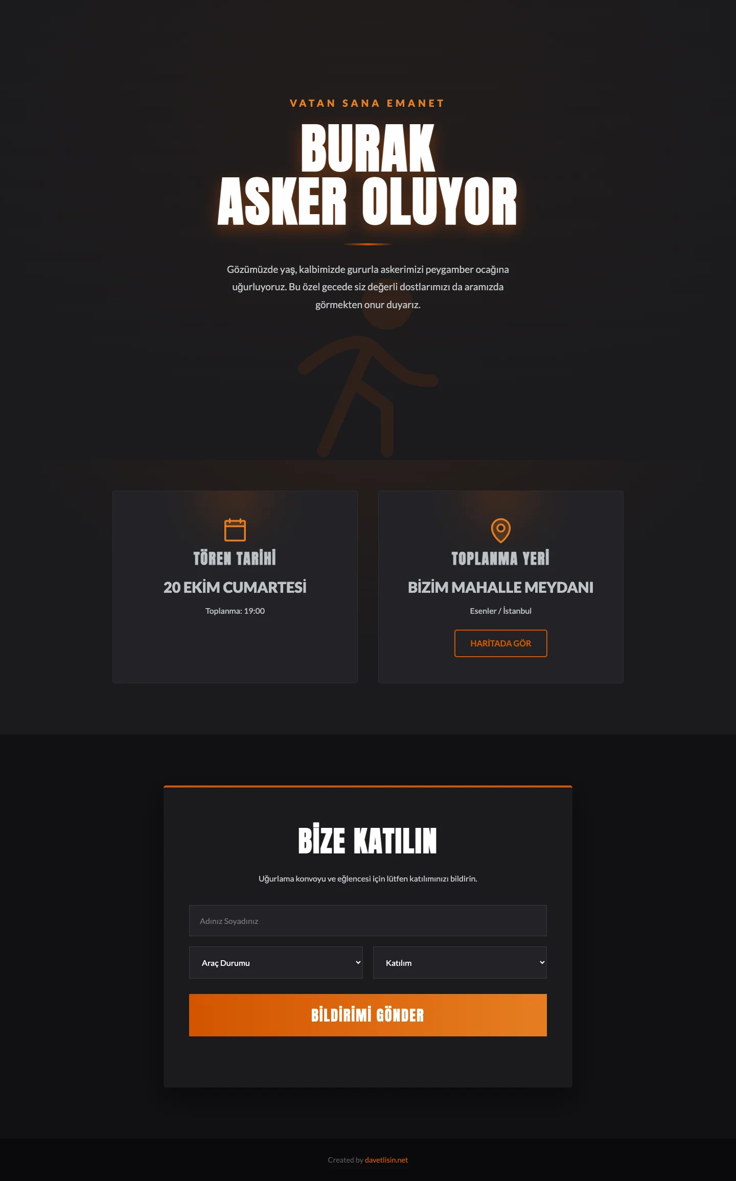 Davetlisin.net Asker Uğurlama Davetiyesi - Asker Mehmetcik