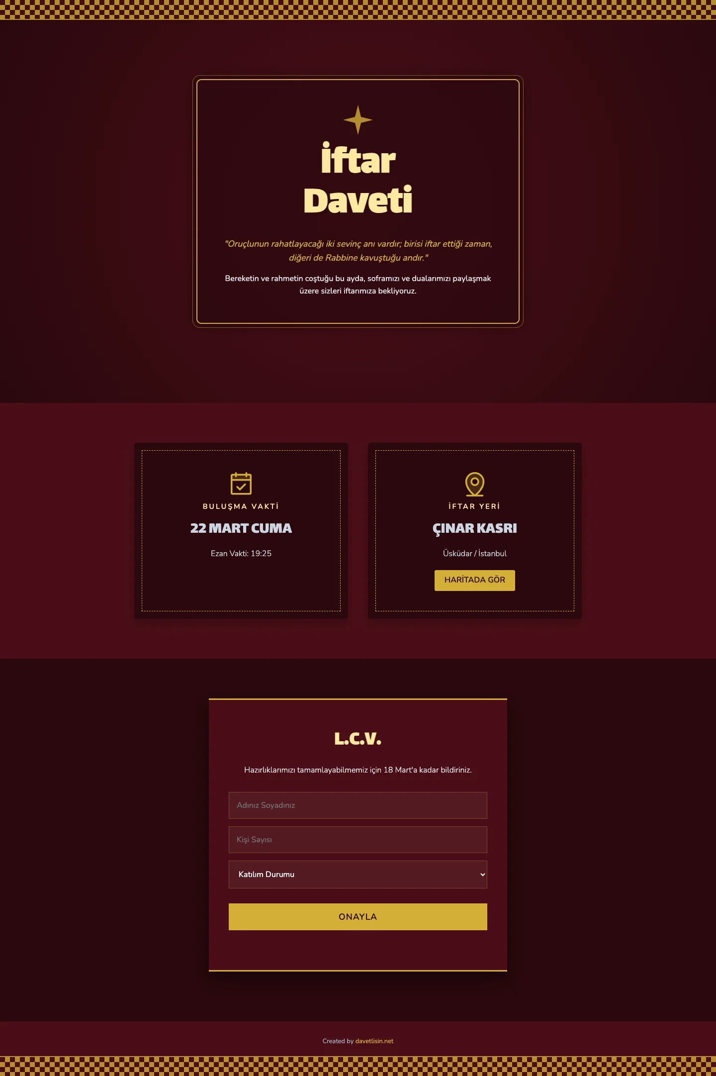 Davetlisin.net Dini Davetler Davetiyesi - Iftar Arabesque