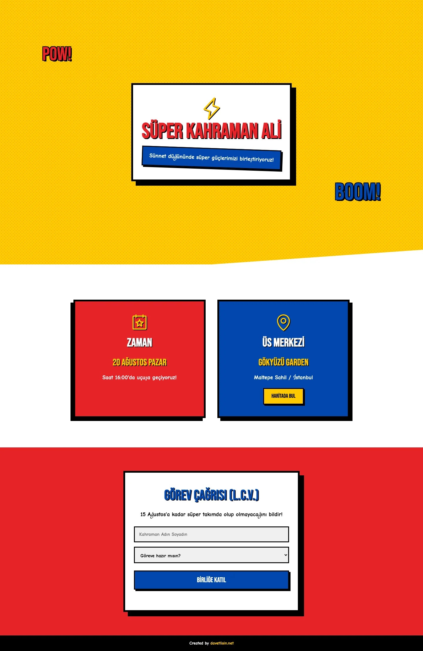 Davetlisin.net Sünnet Davetiyesi - Superhero Fun