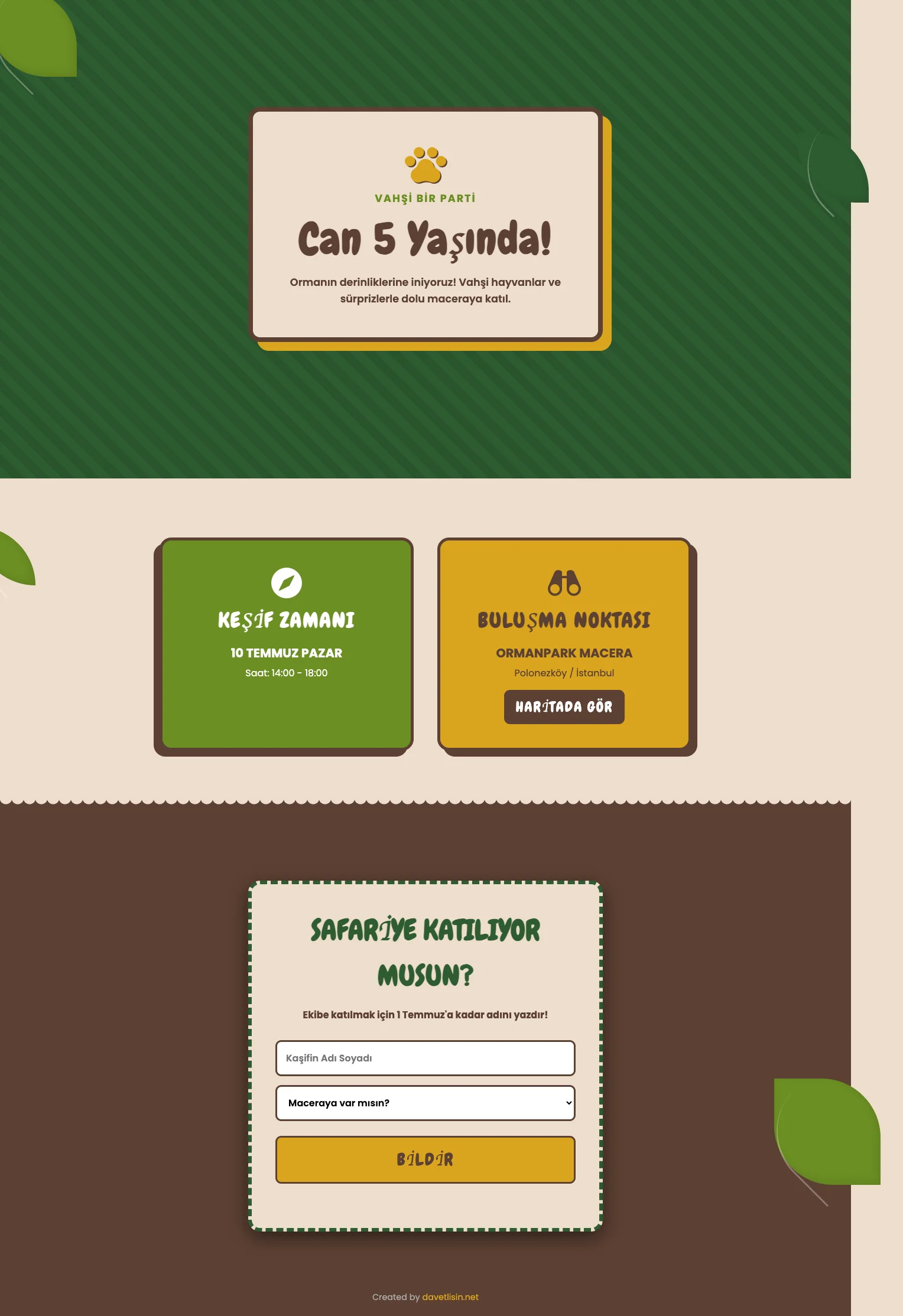 Davetlisin.net Doğum Günü Davetiyesi - Jungle Safari