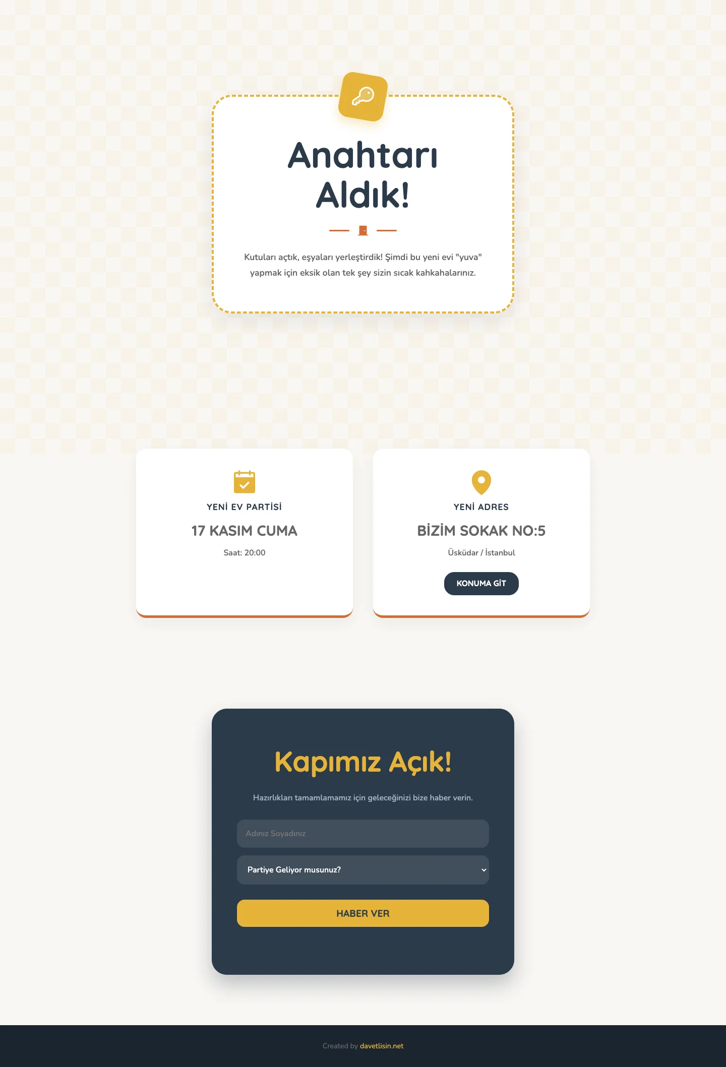 Davetlisin.net Özel Partiler Davetiyesi - House Keys