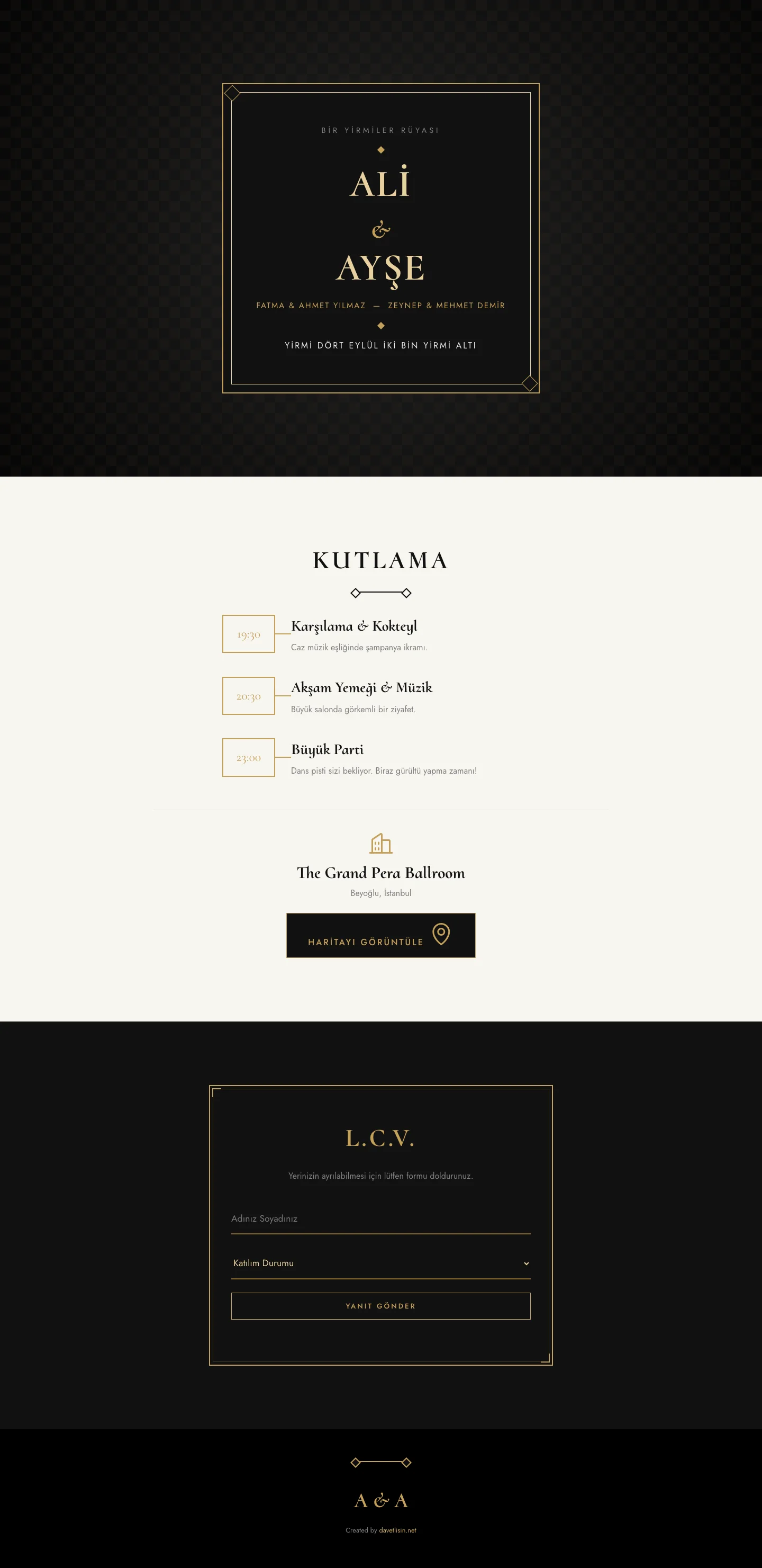 Davetlisin.net Düğün Davetiyesi - Art Deco Gatsby