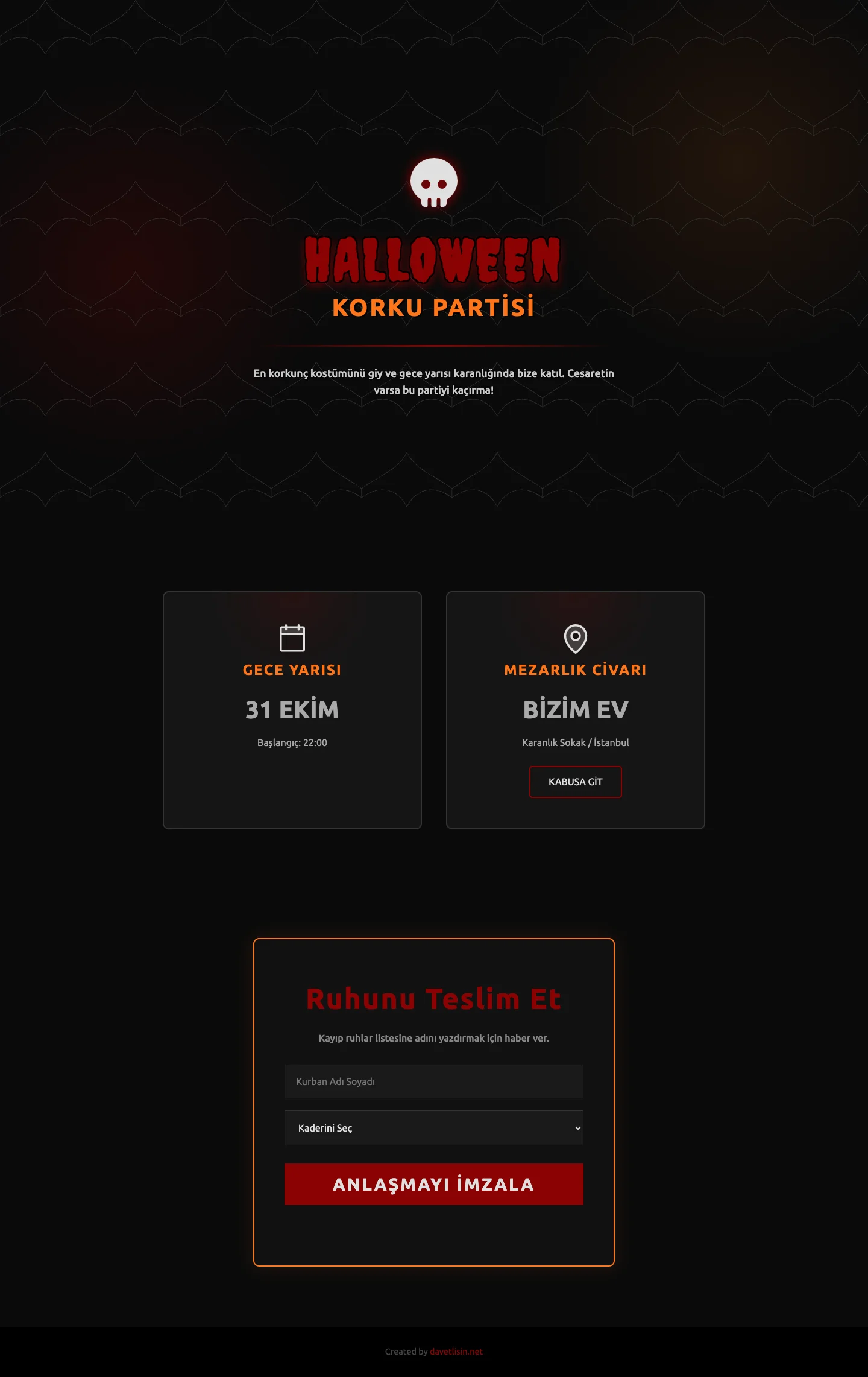 Davetlisin.net Özel Partiler Davetiyesi - Hw Spooky